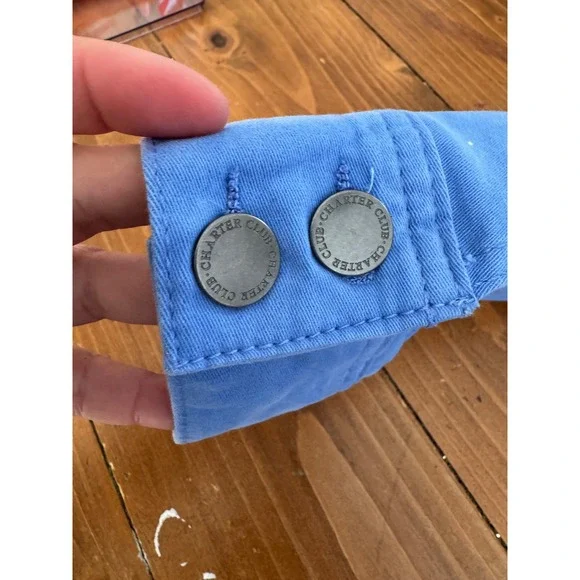 Charter Club Petite Blue Denim Jacket Stretch Cotton Trucker Coat PL Womens - Picture 10 of 14